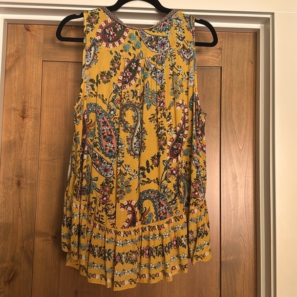 Anthropology Patrons of Peace Womens M Sleeveless Bohemian Tank Blouse Yellow - Picture 2 of 10